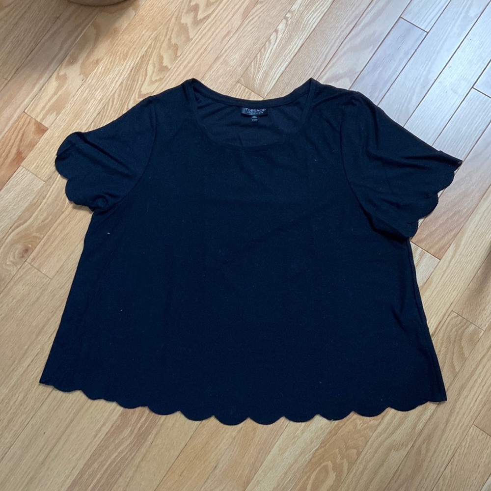 Topshop A-Line Swing Scallop Short Sleeve Shirt